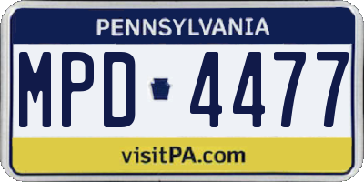 PA license plate MPD4477