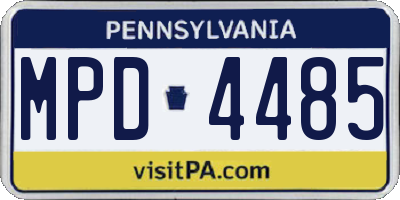 PA license plate MPD4485