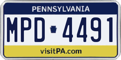 PA license plate MPD4491