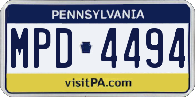 PA license plate MPD4494