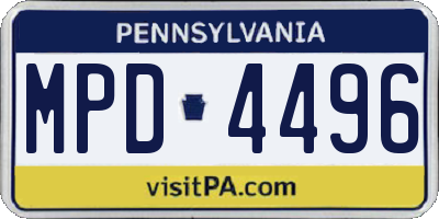 PA license plate MPD4496