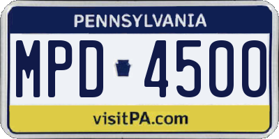 PA license plate MPD4500