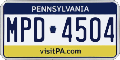 PA license plate MPD4504