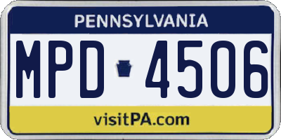 PA license plate MPD4506