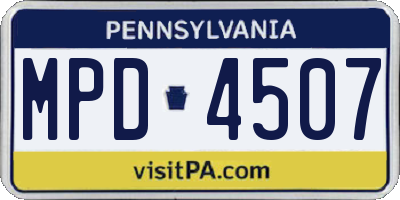 PA license plate MPD4507