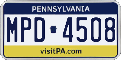 PA license plate MPD4508
