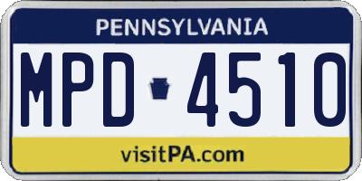 PA license plate MPD4510