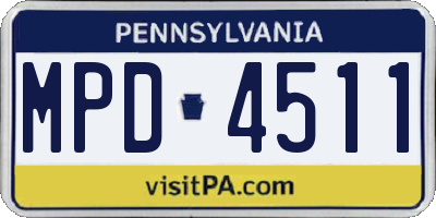 PA license plate MPD4511