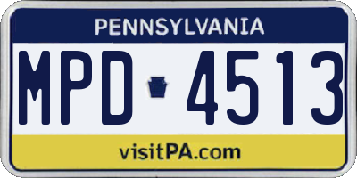 PA license plate MPD4513