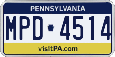 PA license plate MPD4514