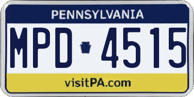 PA license plate MPD4515