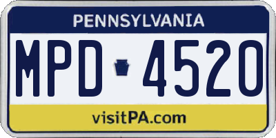 PA license plate MPD4520