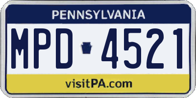 PA license plate MPD4521
