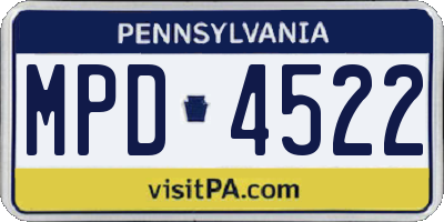PA license plate MPD4522