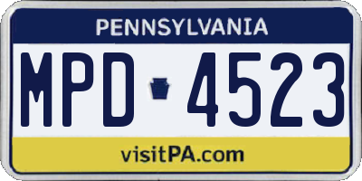 PA license plate MPD4523