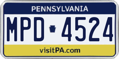 PA license plate MPD4524