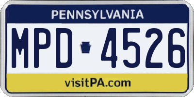 PA license plate MPD4526