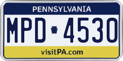 PA license plate MPD4530