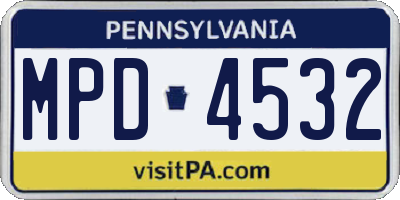PA license plate MPD4532