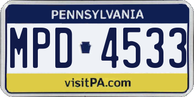PA license plate MPD4533