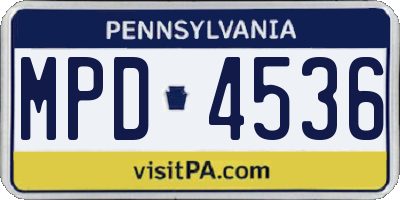 PA license plate MPD4536