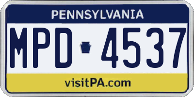 PA license plate MPD4537