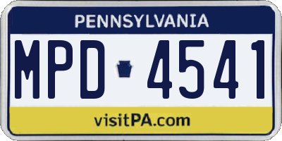 PA license plate MPD4541
