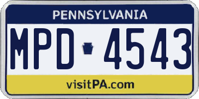 PA license plate MPD4543