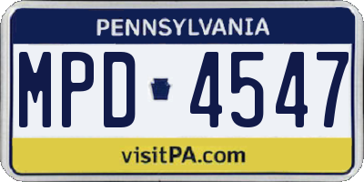 PA license plate MPD4547