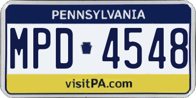 PA license plate MPD4548