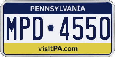 PA license plate MPD4550