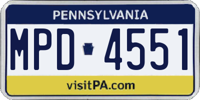 PA license plate MPD4551