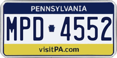 PA license plate MPD4552