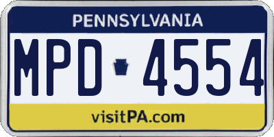 PA license plate MPD4554