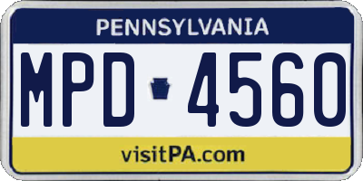 PA license plate MPD4560