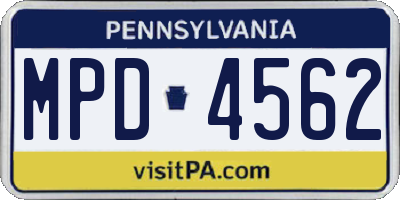 PA license plate MPD4562