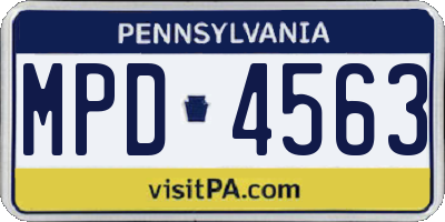 PA license plate MPD4563