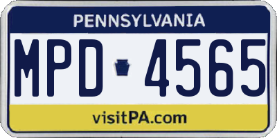 PA license plate MPD4565
