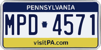 PA license plate MPD4571