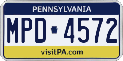 PA license plate MPD4572