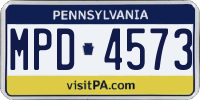 PA license plate MPD4573