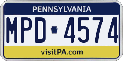 PA license plate MPD4574