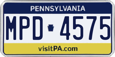 PA license plate MPD4575