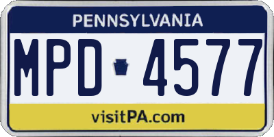 PA license plate MPD4577