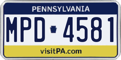 PA license plate MPD4581