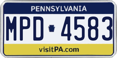 PA license plate MPD4583