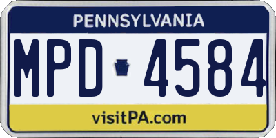 PA license plate MPD4584