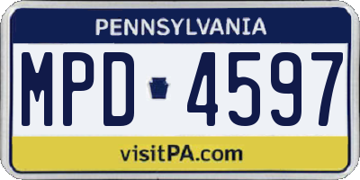 PA license plate MPD4597