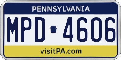 PA license plate MPD4606