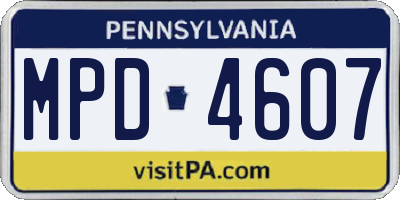PA license plate MPD4607
